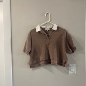 Brown collared crop t-shirt